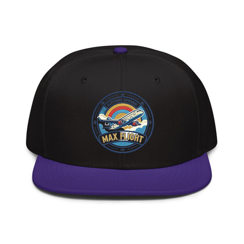 LuckeLadybug LLC Snapback Hat featuring Boeing 737 design with colorful graphic and Max Flight logo