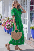 Green LuckeLadybug LLC Fit & Flare and maxi dress with floral design, perfect for summer outings