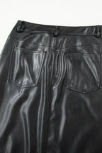 Black Faux Leather Side Slit Maxi Skirt
