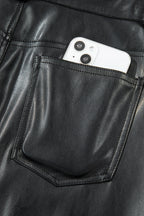 Black Faux Leather Side Slit Maxi Skirt