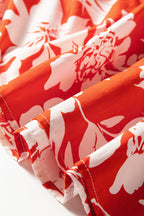 Red High Split Floral Western Cowgirl Maxi Skirt