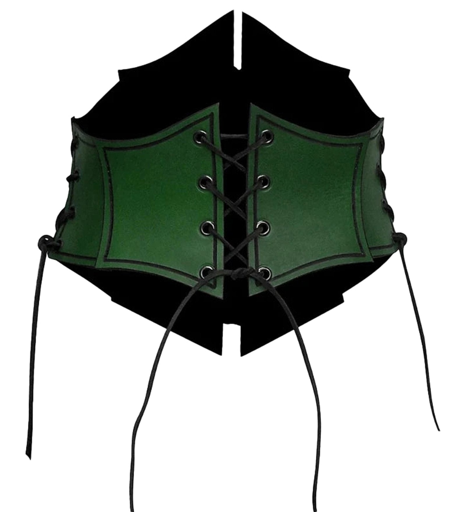 LuckeLadybug LLC medieval corset waistbelt for women in green with adjustable laces and sleek design