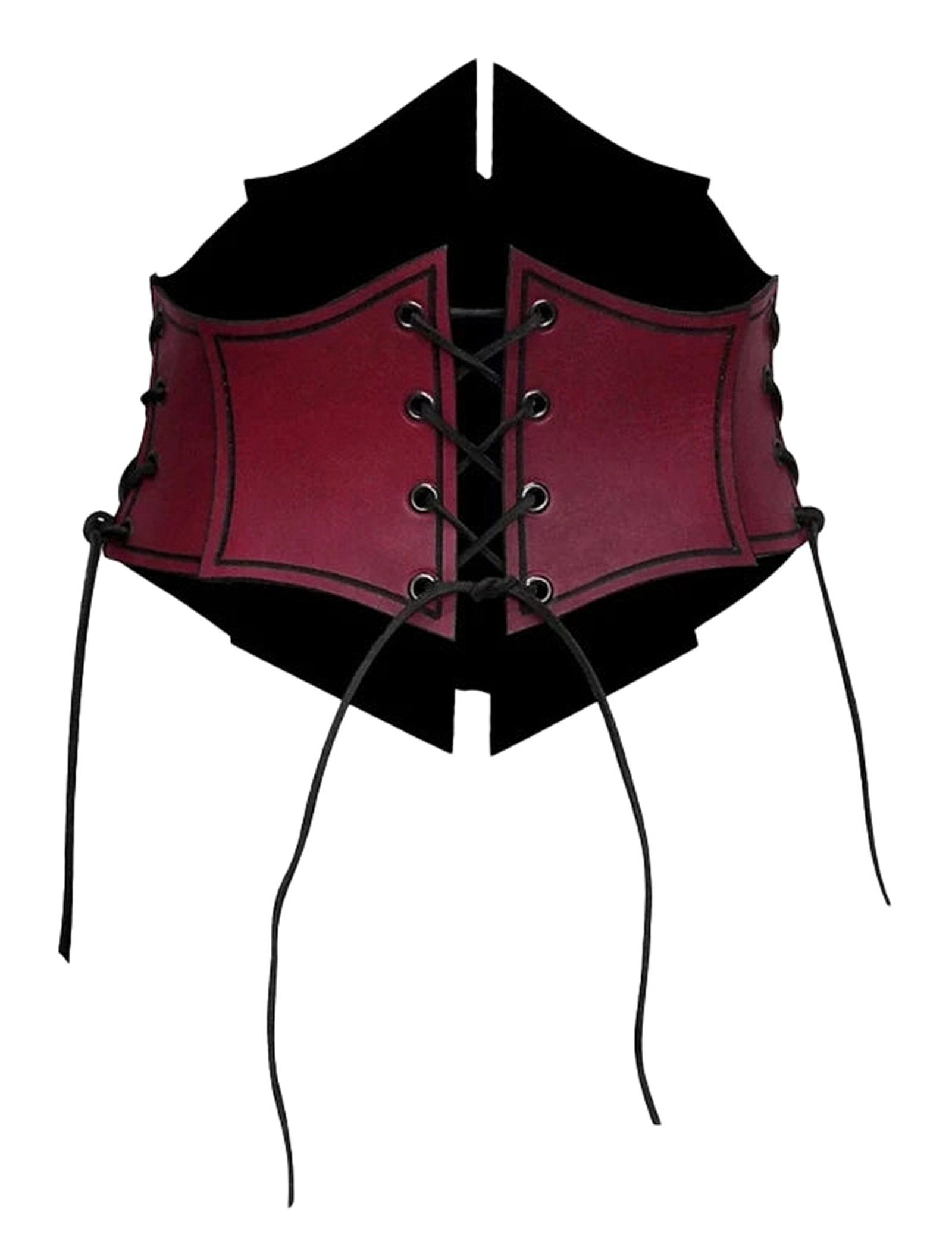 Medieval corset waistbelt for women in deep red with adjustable laces and a structured design