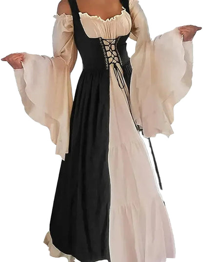 LuckeLadybug LLC medieval renaissance cosplay dress with flowing sleeves and lace-up bodice