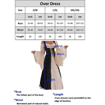 LuckeLadybug LLC medieval renaissance cosplay dress with flowing sleeves and adjustable fit