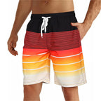 LuckeLadybug men's swim trunks in vibrant striped colors perfect for summer beach outings
