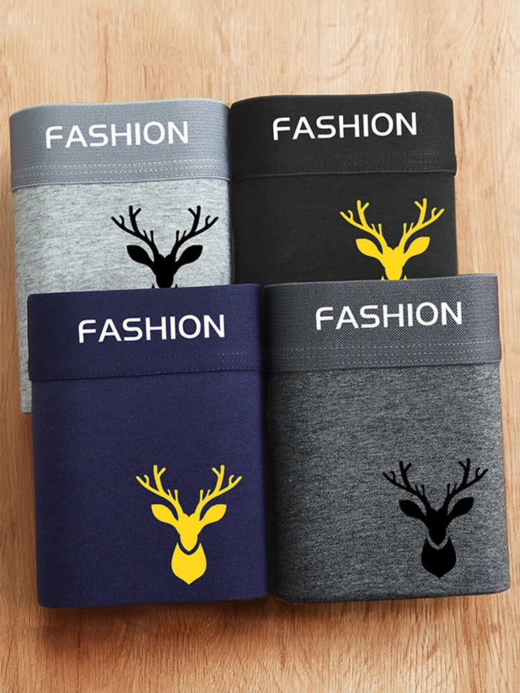 LuckeLadybug men's breathable boxer briefs in assorted colors with stylish deer designs