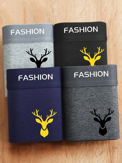 LuckeLadybug men's breathable boxer briefs in assorted colors with stylish deer designs