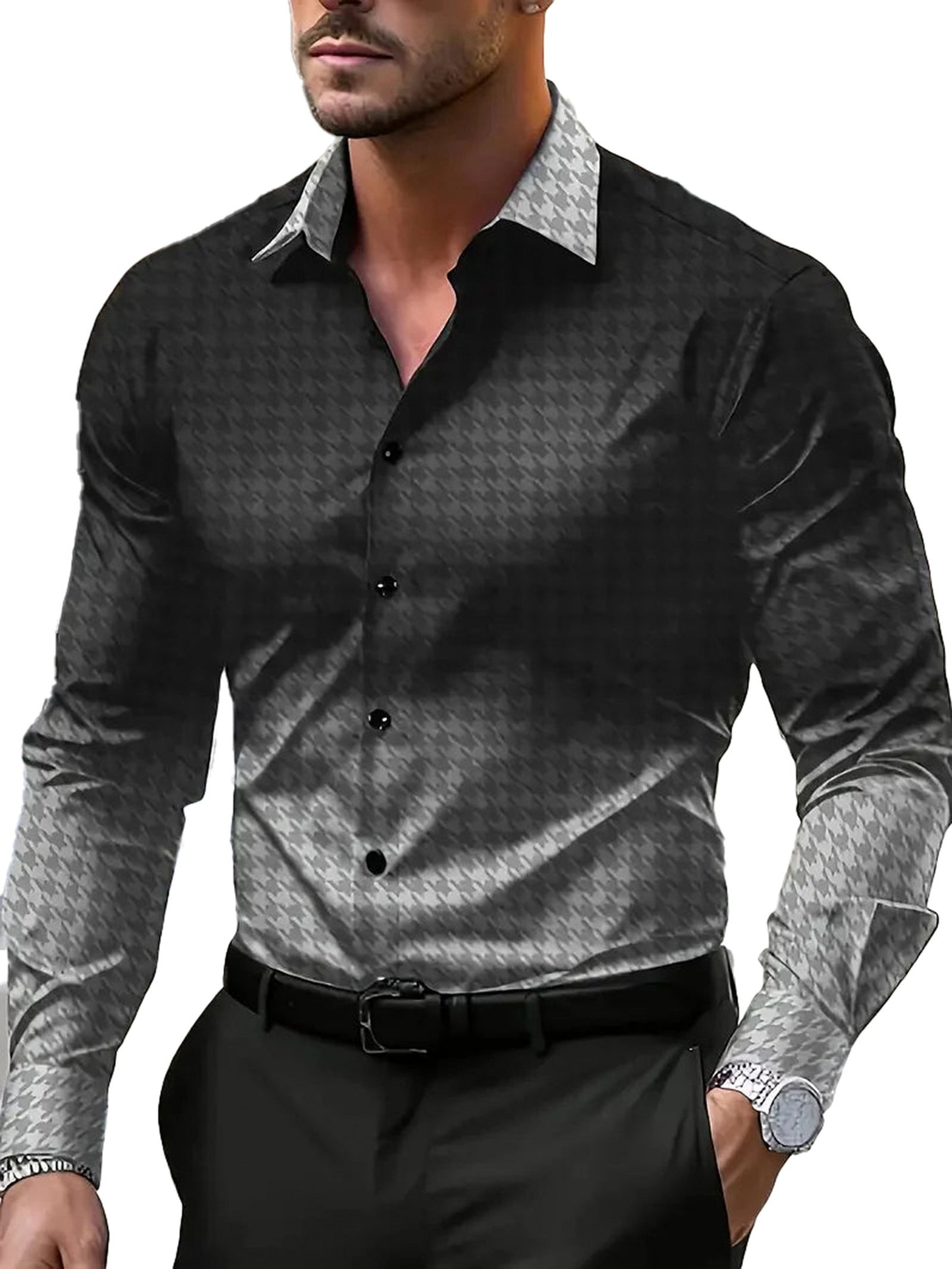 Stylish men's western cowboy shirt with a modern design and patterned details