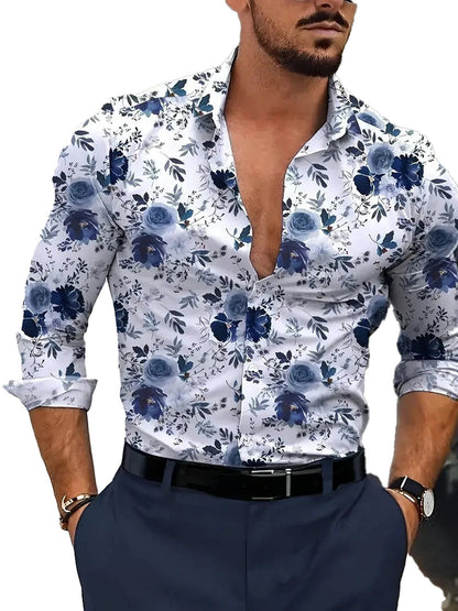 Stylish men's western cowboy shirt with floral pattern and fitted design for a trendy look