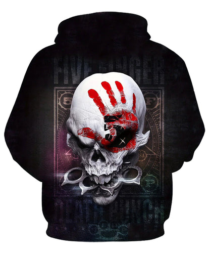 Men's 3D skull hoodie featuring a striking skull design with red accents and a dark background