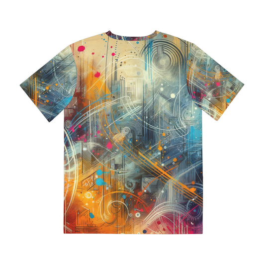 LuckeLadybug mens abstract street art t-shirt featuring vibrant colors and a modern design