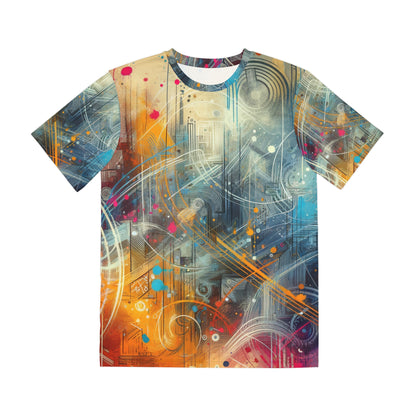 LuckeLadybug mens abstract street art t-shirt with vibrant colors and intricate patterns