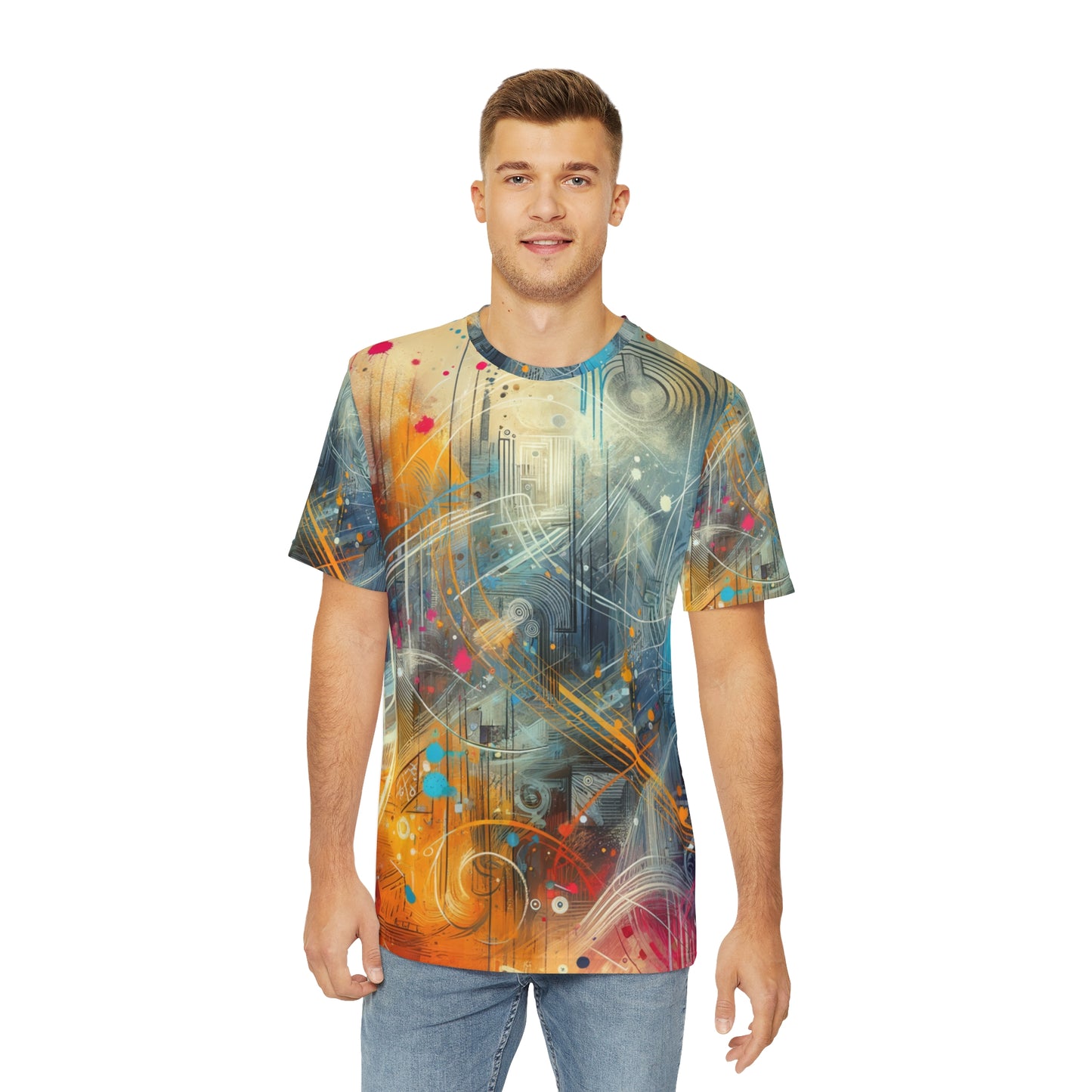 Mens abstract street art t-shirt featuring vibrant colors and intricate designs for a stylish look