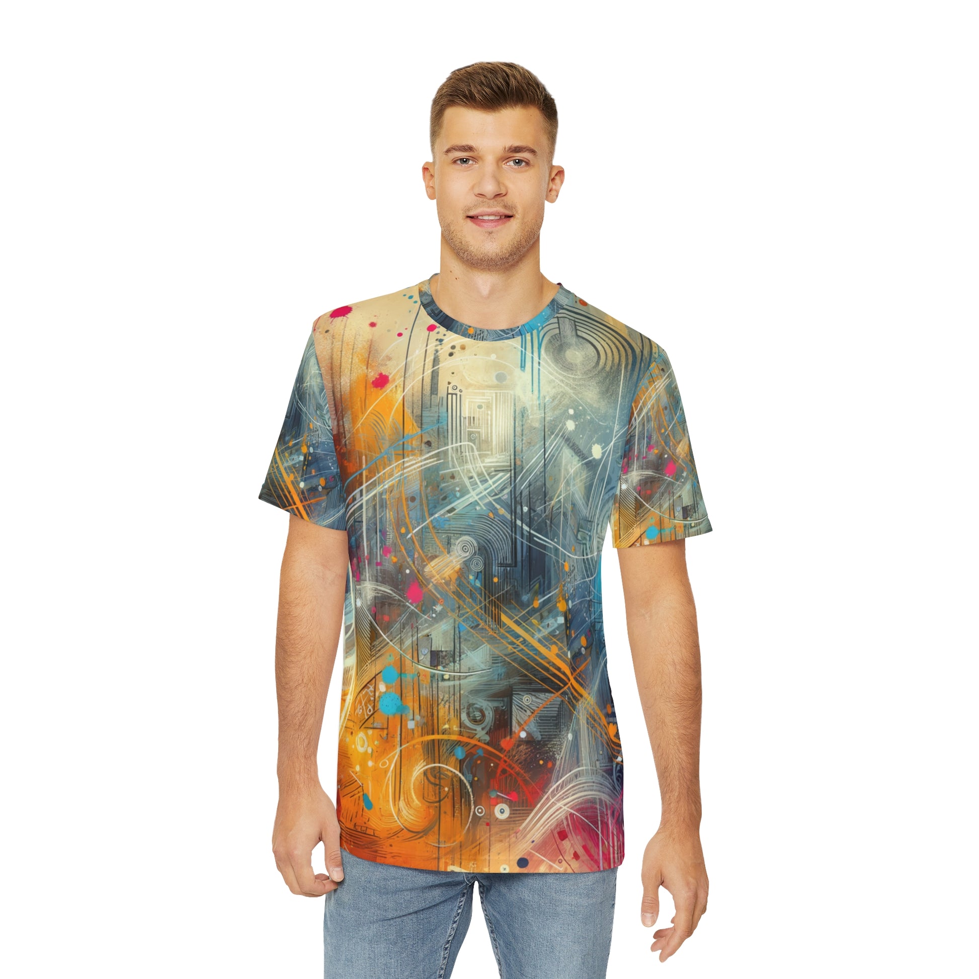 Mens abstract street art t-shirt featuring vibrant colors and intricate designs for a stylish look
