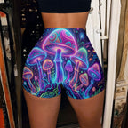 Trippy Mushroom All-Over Print Women’s Active Shorts