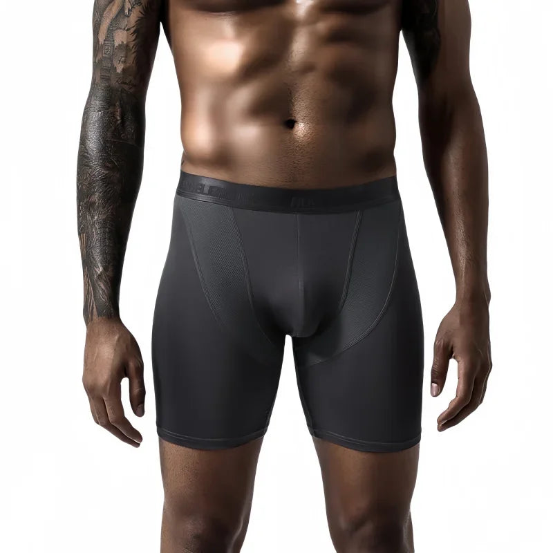 Men's breathable boxer briefs in dark gray for comfort and everyday wear