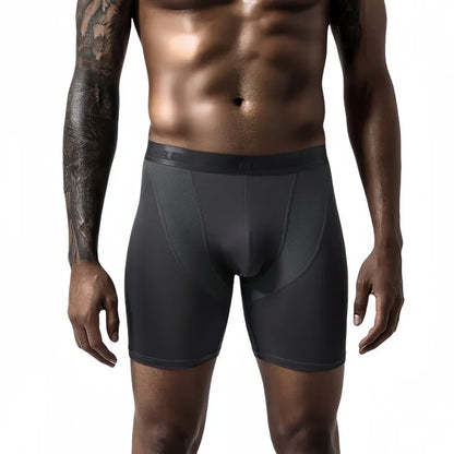 Men's breathable boxer briefs in dark gray for comfort and everyday wear