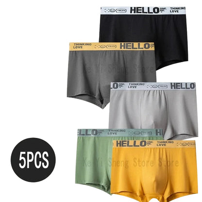 LuckeLadybug men's breathable underwear set in five colors including black, grey, green, and yellow