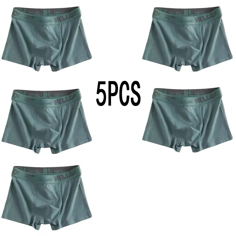 LuckeLadybug men's breathable underwear set in green featuring five comfortable boxer briefs