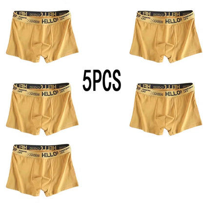 LuckeLadybug men's breathable underwear set in yellow, featuring a comfortable fit and 5 pieces