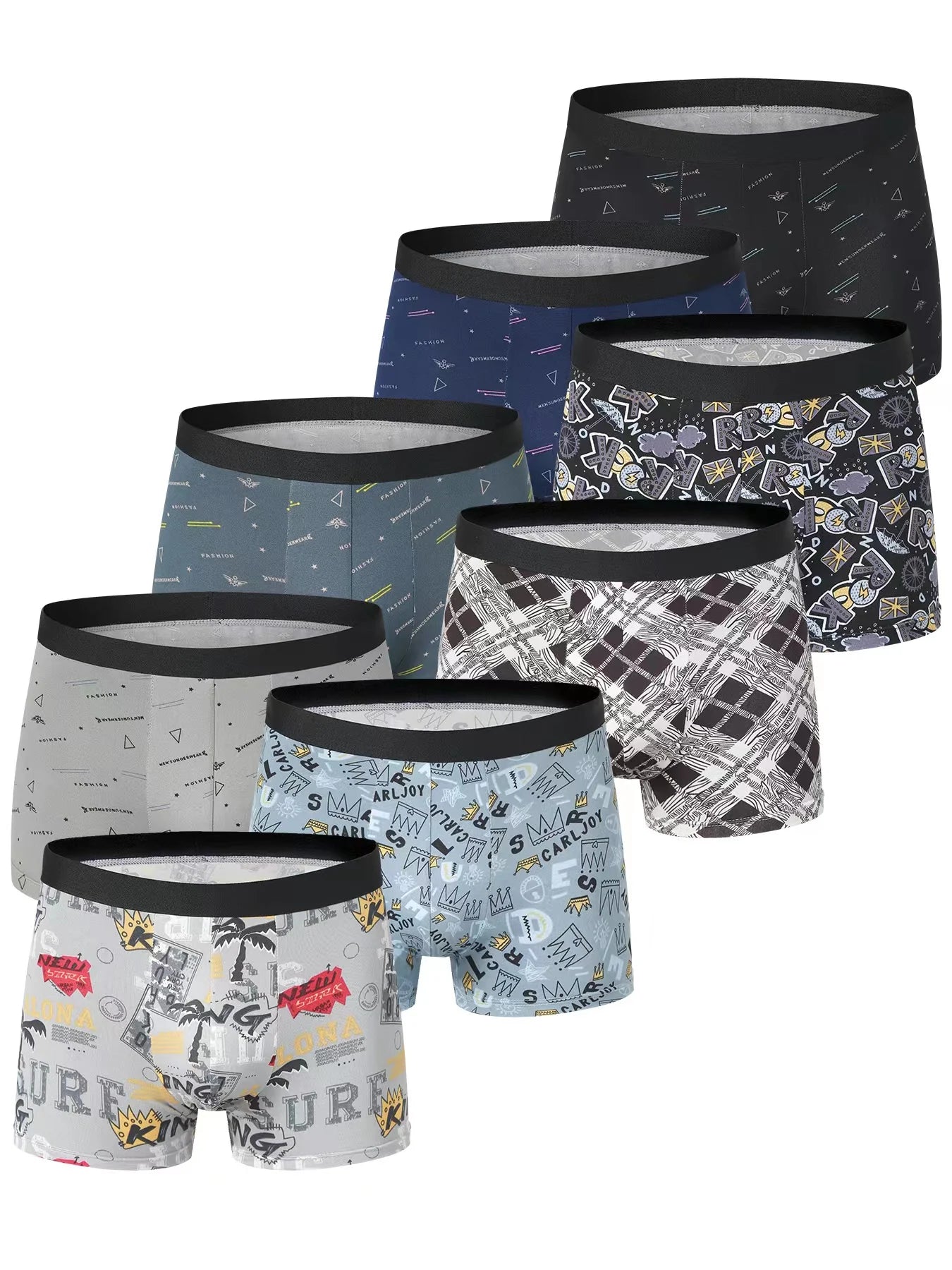 Mens Comfortable Boxer Briefs 8-Pack Set
