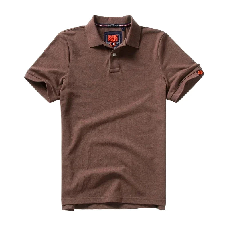 LuckeLadybug LLC brown men's cotton polo shirts with classic fit and soft fabric