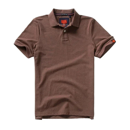 LuckeLadybug LLC brown men's cotton polo shirts with classic fit and soft fabric