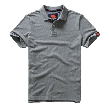 Men's cotton polo shirts in gray by LuckeLadybug LLC with a classic design and comfortable fit