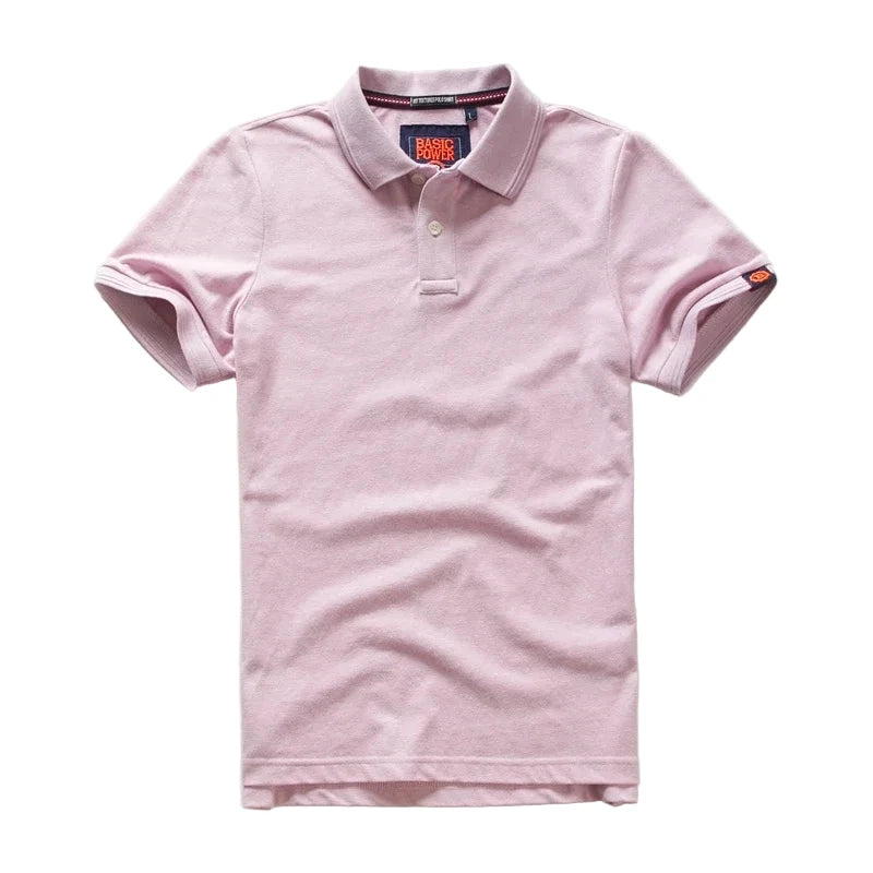 LuckeLadybug men's cotton polo shirts in light pink with a classic fit and soft fabric