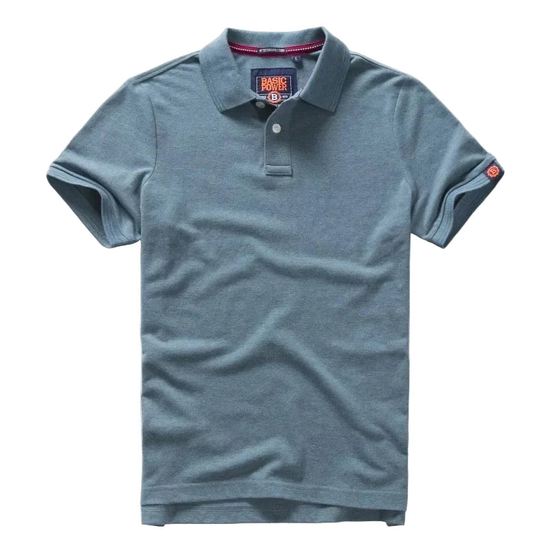 LuckeLadybug men's cotton polo shirts in blue, perfect for casual or dressy occasions