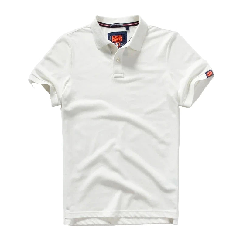 LuckeLadybug men's cotton polo shirts in white with classic fit and soft fabric