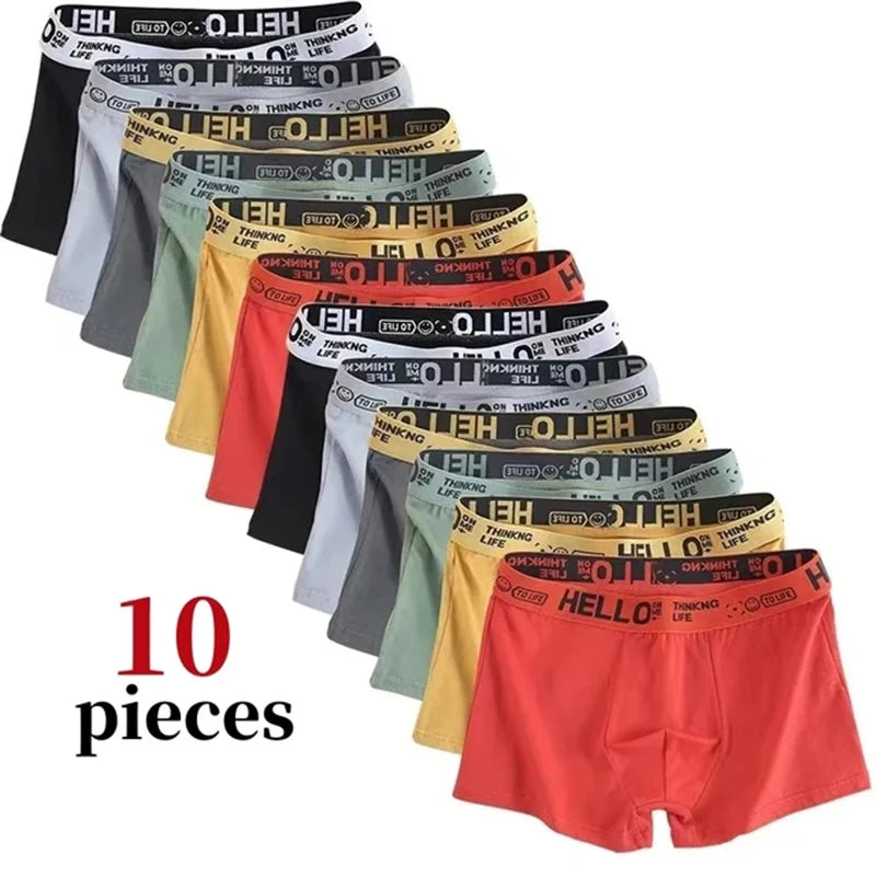 LuckeLadybug LLC men's fashion boxer briefs multipack featuring 10 colorful pieces with comfortable elastic waistbands