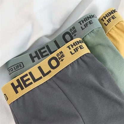LuckeLadybug men's fashion boxer briefs multipack in gray, green, and yellow with stylish waistbands