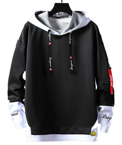 LuckeLadybug LLC men's hip hop hoodie in black with unique design and high-quality fabric