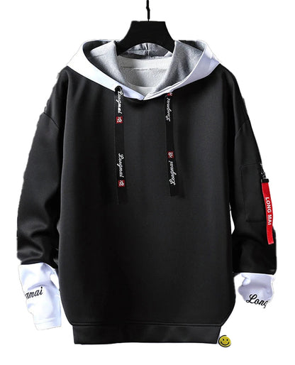LuckeLadybug men's hip hop hoodie in black with stylish design and comfortable fit