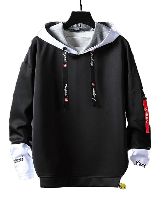 LuckeLadybug men's hip hop hoodie in black with stylish design and comfortable fit