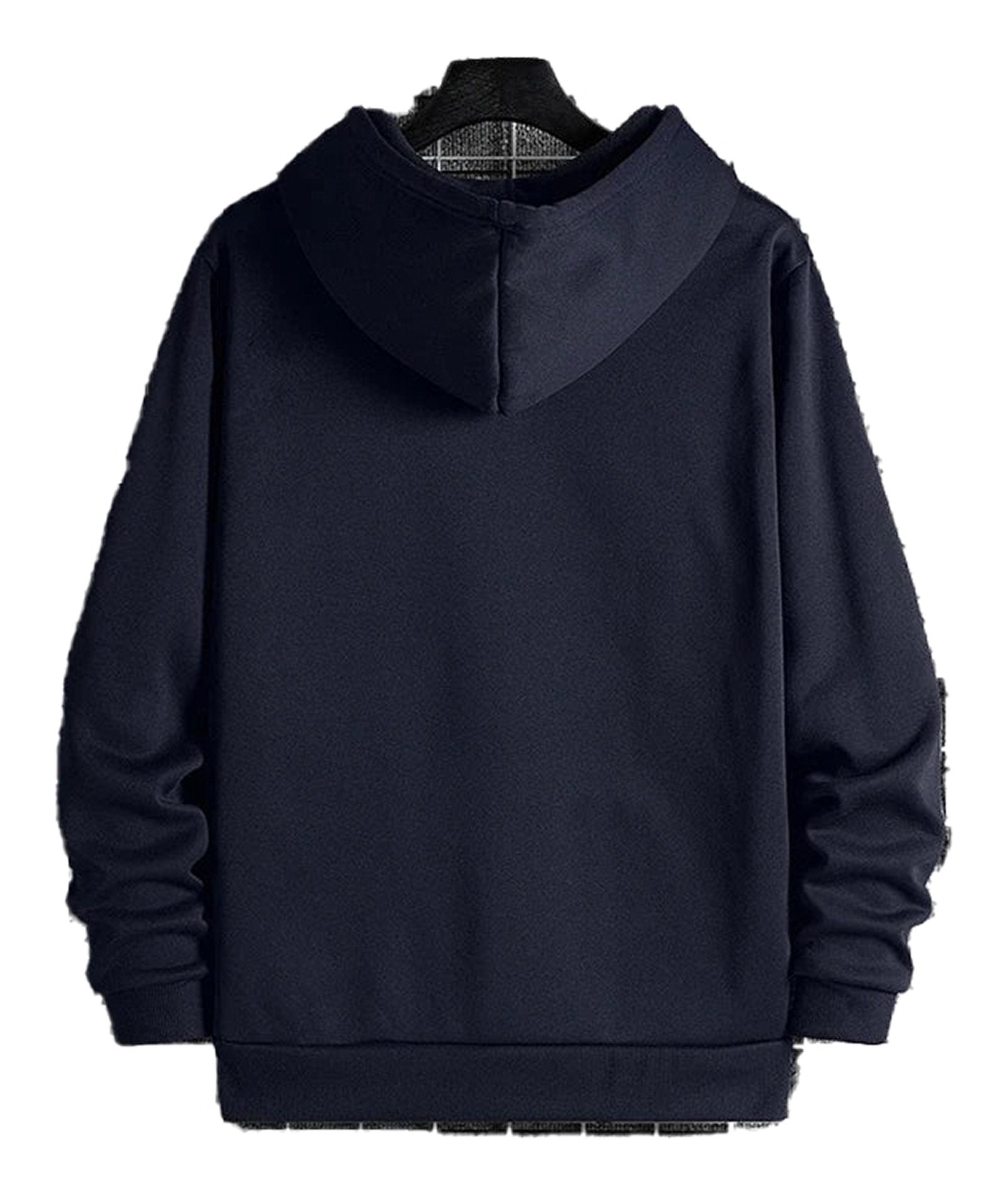 Back view of navy LuckeLadybug LLC men's hip hop hoodies 2025 with a comfortable fit