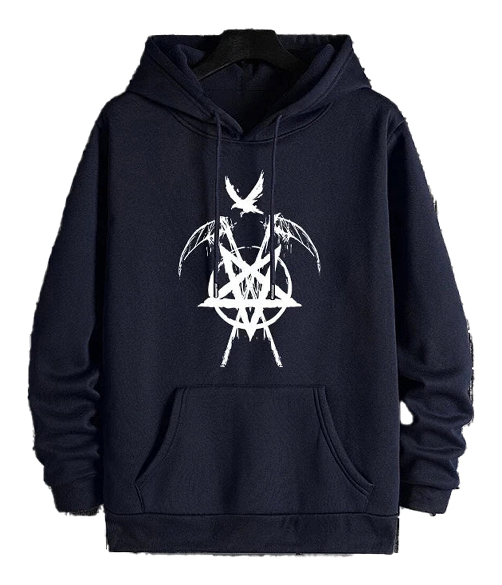 Men's hip hop hoodies 2025 by LuckeLadybug LLC featuring a bold graphic design in navy blue