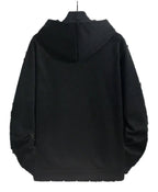 Back view of LuckeLadybug LLC mens hip hop hoodies in black, featuring a cozy design and adjustable hood