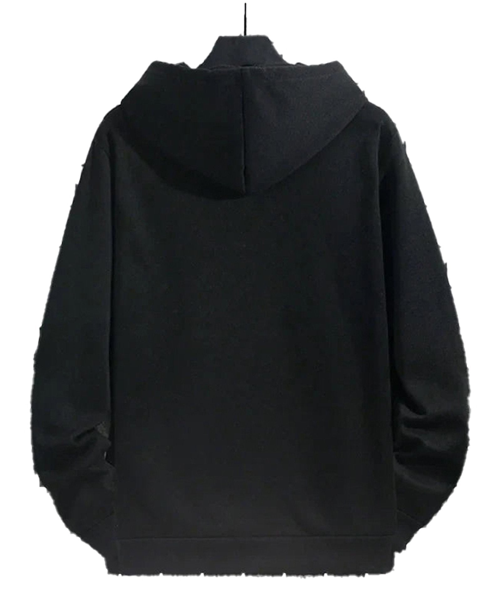 Back view of LuckeLadybug LLC mens hip hop hoodies in black, featuring a cozy design and adjustable hood