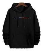 LuckeLadybug men's hip hop hoodies in black with stylish Paris graphic and front pocket
