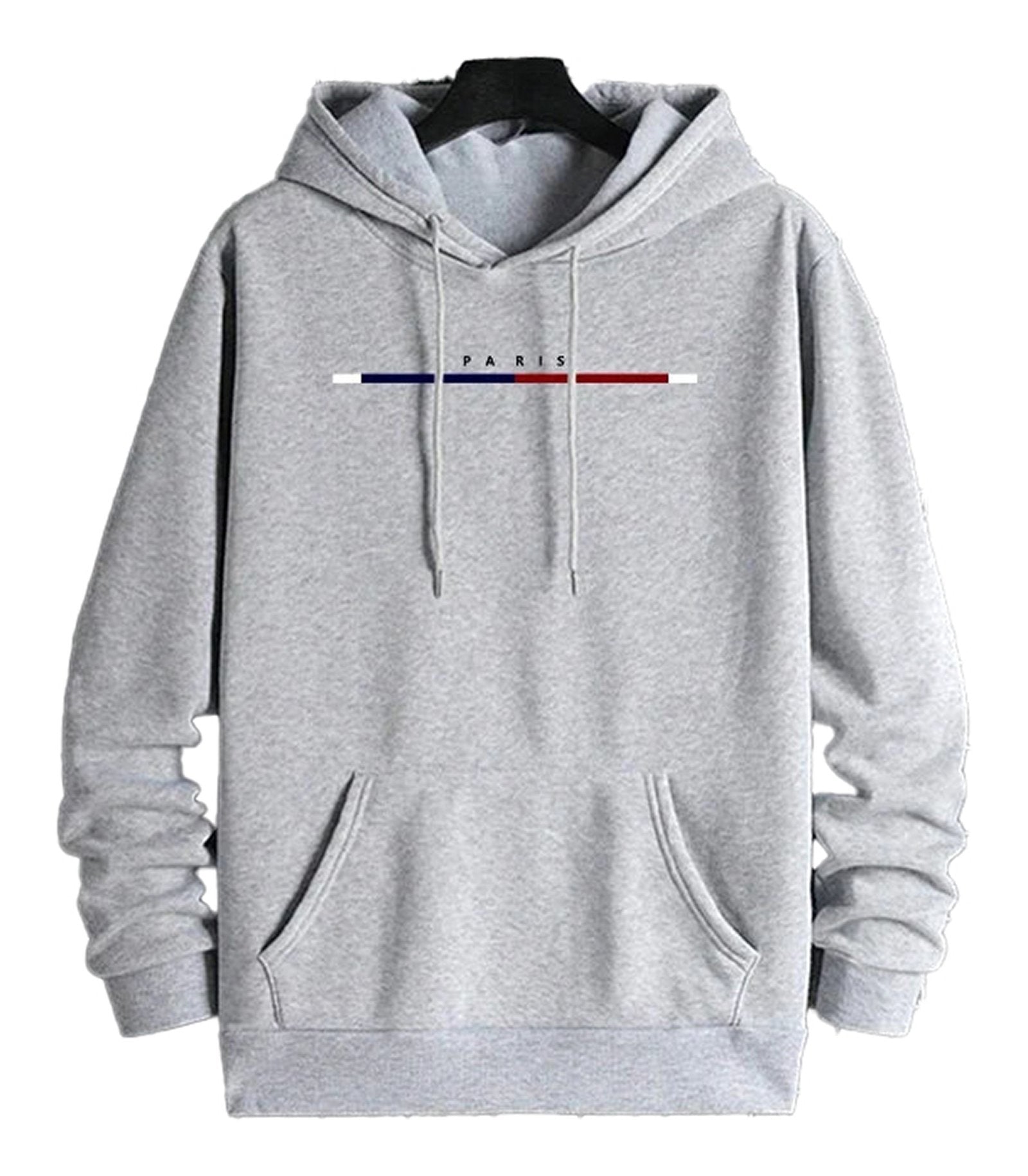 Gray LuckeLadybug LLC men's hip hop hoodies with Paris graphic and front pocket