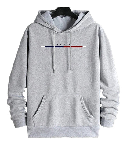 Gray LuckeLadybug LLC men's hip hop hoodies with Paris graphic and front pocket