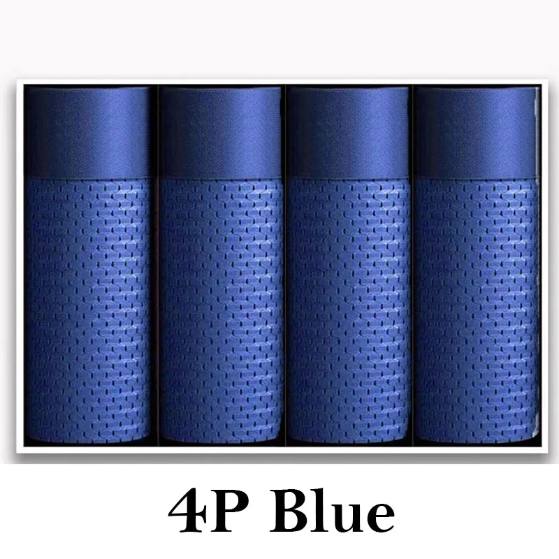 Pack of four men's microfiber boxer briefs in blue for comfort and style