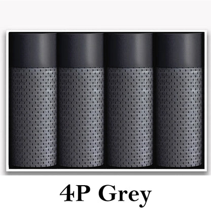 LuckeLadybug men's microfiber boxer briefs in grey, four-pack with breathable fabric for comfort