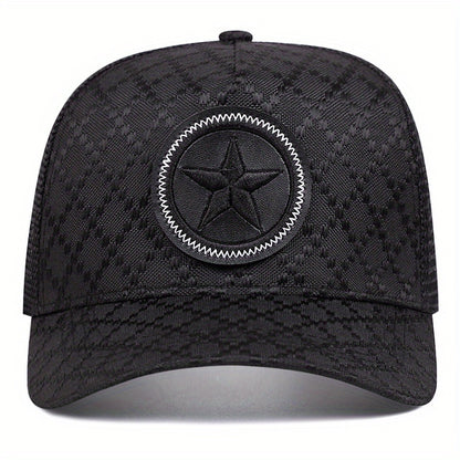LuckeLadybug LLC men's outdoor sports baseball cap with a black patterned design and star emblem