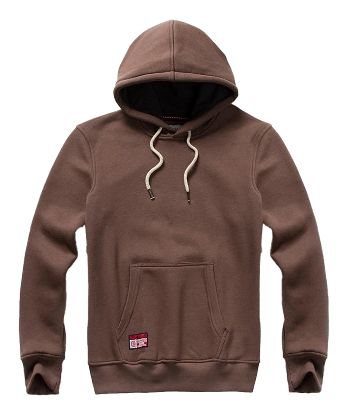 LuckeLadybug LLC men's oversized hoodie in brown with a front pocket and drawstring hood