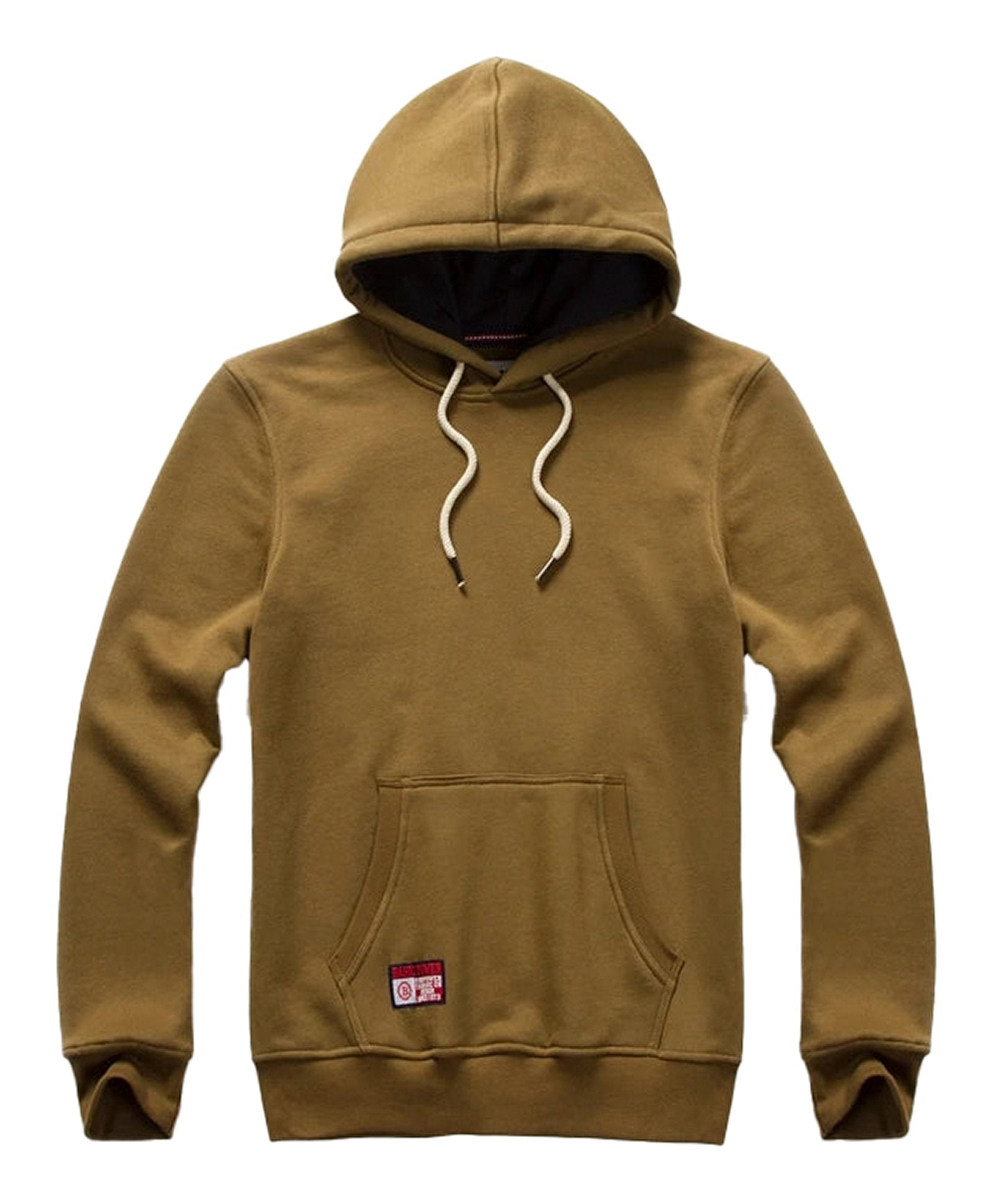 LuckeLadybug LLC men's oversized hoodie in brown with a front pocket and adjustable drawstring hood