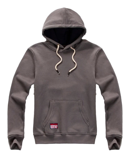LuckeLadybug LLC men's oversized hoodie in gray with front pocket and adjustable drawstring hood